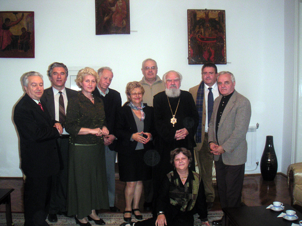 Los profesores Catalán y Veres, durante su audiencia con el metropolitano de Cluj, Bartolomeu Anania.