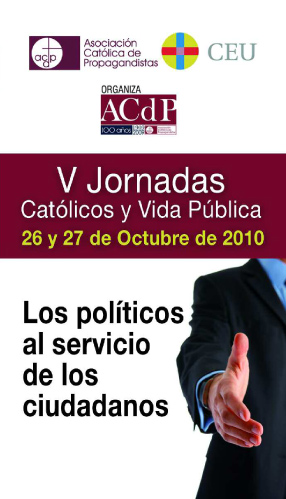 Programa de las V Jornadas "Católicos y Vida Pública" en Elche.