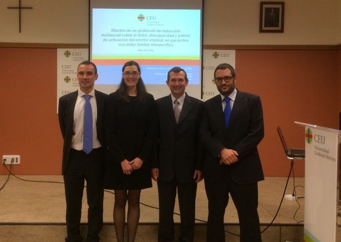 Los profesores de la CEU-UCH Juan Francisco Lisón, María Dolores Arguisuelas y Julio Doménech, y el profesor de la UV, Daniel Sánchez, autores de la investigación.