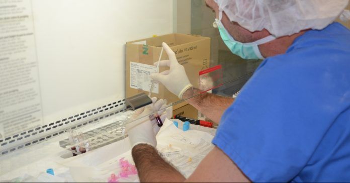 Una de las fases del tratamiento es la preparación del plasma rico en factores de crecimiento como parte de la terapia regenerativa de la piel en cicatrices causadas por heridas agudas.