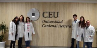 Dos premios en el Congreso de la Sociedad Española de Hipertensión para investigaciones de estudiantes de Medicina Los estudiantes de Medicina de la CEU UCH Bettina de Berardinis, Esther Ruiz, Blanca Carreras, Daniel Gil, Andrea Gea y Pablo Serrano, participantes en el XXIII Congreso de la Sociedad Española de Hipertensión celebrado en Zaragoza.