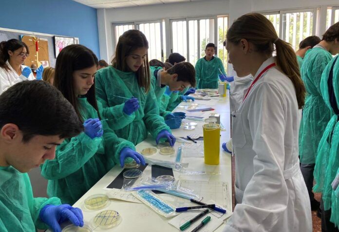 Los experimentos en colegios e institutos para la búsqueda de nuevos microorganismos con capacidad de antibiosis son dirigidos por los universitarios del equipo SWI@CEU, en colegios como Edelweiss.