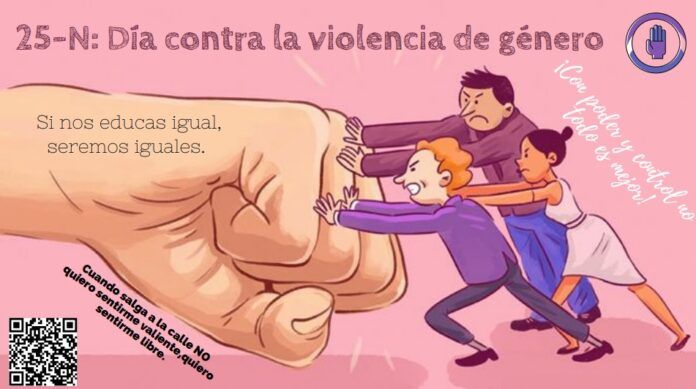 Cartel de alumnos de MAgisterio CEU de Elche en el Día Internacional contra la violencia a la mujer 1