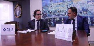 El CEU y el ICALI tienden un puente estable entre la universidad y la abogacía alicantina Álvaro Antón e Ignacio Gally durante la firma del convenio entre el CEU y el ICALI